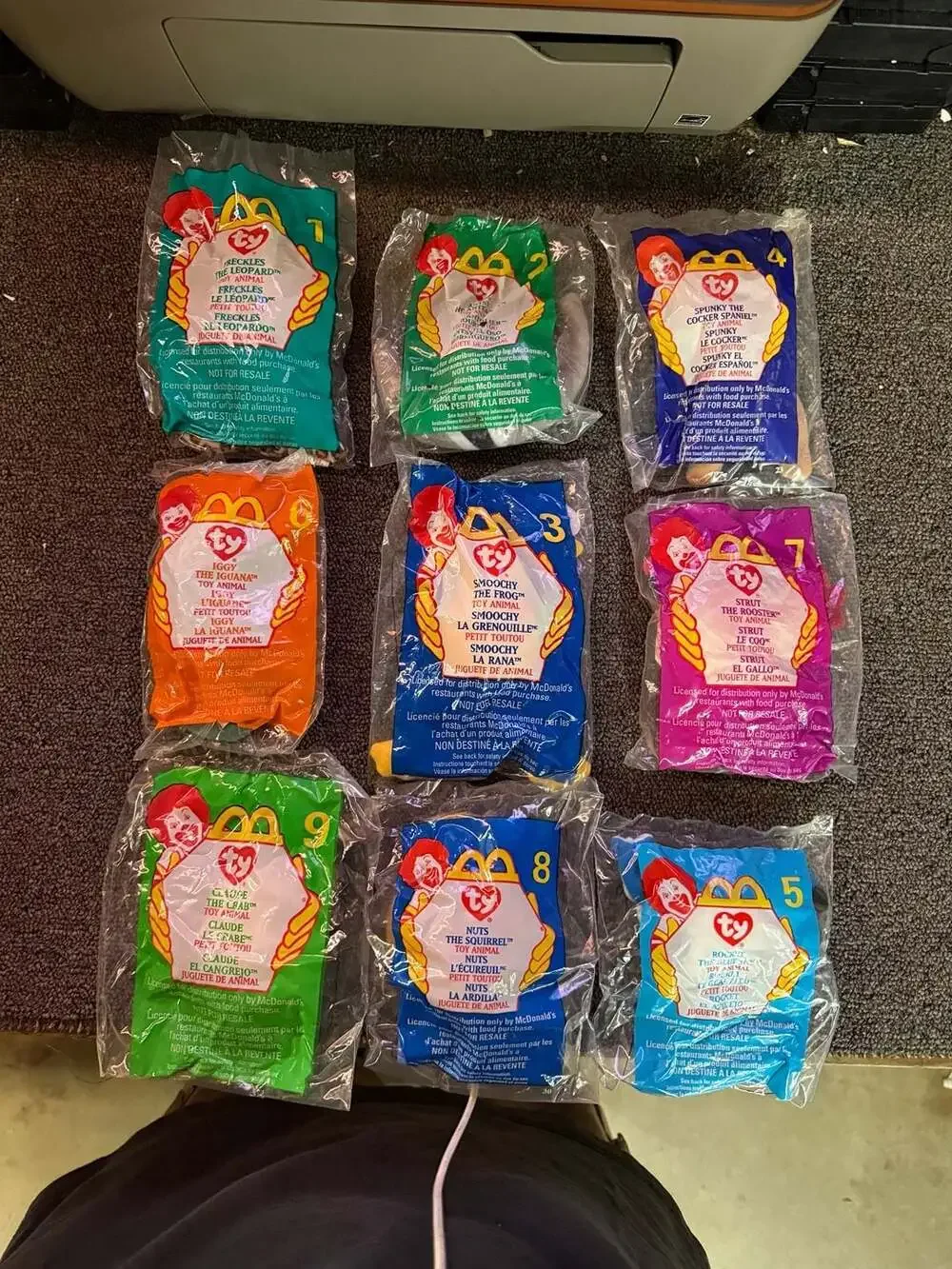 Set of 9 Vintage 1999 McDonald's Ty Teenie Beanie Babies Happy Meal Toys